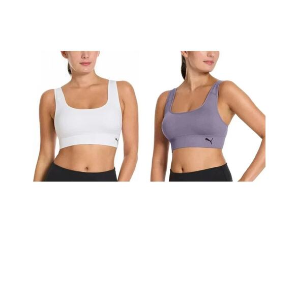 Puma Seamless Sports Bra 2-Pack (Size S) White/Gray Only - Picture 1 of 9